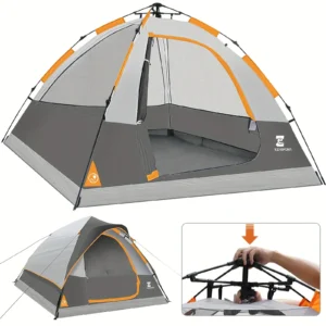 Pop Up Camping Tent - 4 Person Instant Easy Set Up Tent with Removable Rain Fly