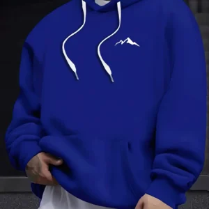 Long Sleeved Hooded Sweatshirt Mountain Print