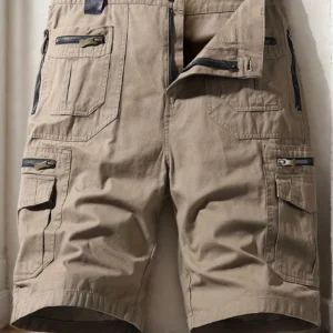 Multi-Pocket Cotton Cargo Shorts - Outdoor Activities