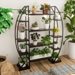 Half-Moon Shape Plant Storage Shelf Multilayer Garden